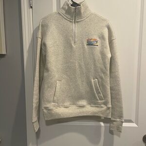 Ron Jon Cream Zip Up Sweater High Collar Ribbed Cuffs